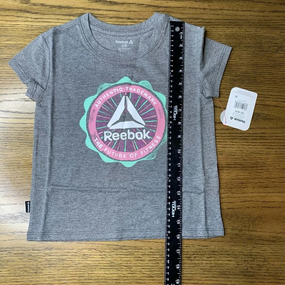Reebok Girls Graphic Tee Flint Grey Heather Size XS 4/5
